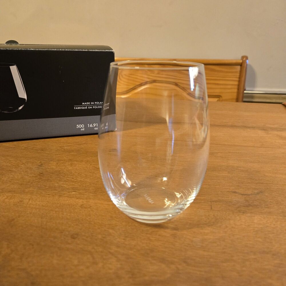Mikasa Stemless Wine Glasses, Set Of 6, 5.5" 19.75 Oz, Crystal Julie Collection - Picture 4 of 6